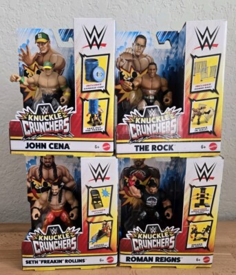 WWE Knuckle Crunchers Series 1 Rock/John Cena/Roman Reigns/Seth FULL SET OF 4