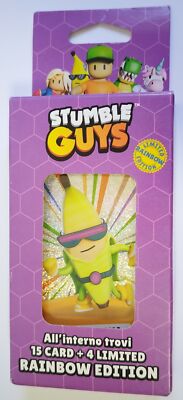 Stumble Guys Karten 1. Serie 15 Karten + 4 Limited Rainbow Edition Box Viola