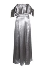 Fame And Partners Silver Metallic Off-The-Shoulder Gown 0