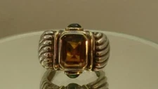 DAVID YURMAN 14KT & 925  Amber Citrine RENAISSANCE RING Sz 8.25