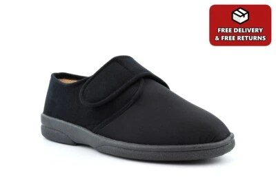 Mens Wide Fit Slippers Washable Extra Wide Slippers Touch Fasten 4E Width EEEE - Image 1 of 4