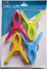 Beach Towel Clips 4 Pack, Brand New-Sealed Package 
