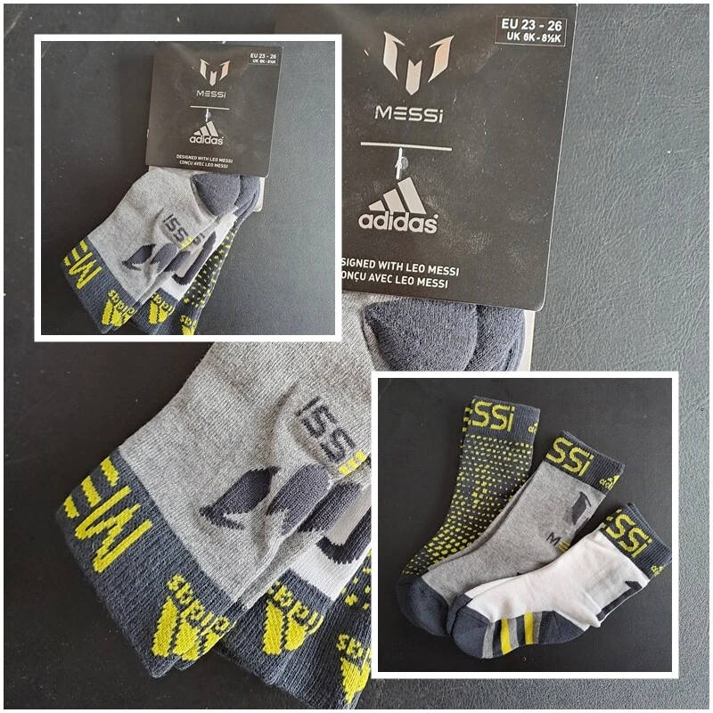 adidas Messi Kinder 3 x Fußball Socken Strümpfe Stutzen Designed Leo Messi 23-34