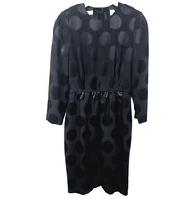 Liz Claiborne Petite Vintage 90s Black Polka Dot Dress Tulip Career Secretary 6P