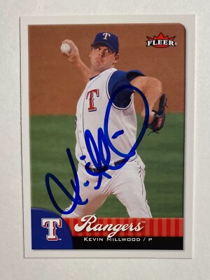 Kevin Millwood Signed Fleers #33 2007 Card Texas Rangers Auto MLB RAD