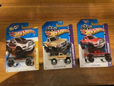 Hot Wheels Tan '87 Toyota Pickup Truck & '10 Toyota Tundra, 3 Truck Lot