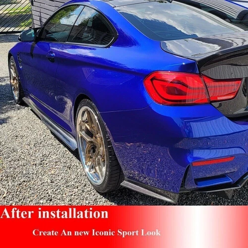 Carbon Fiber Side Skirts Extension Lip Spoiler for BMW F80 M3 F82 F83 M4 2014-19 - Foto 9 di 11