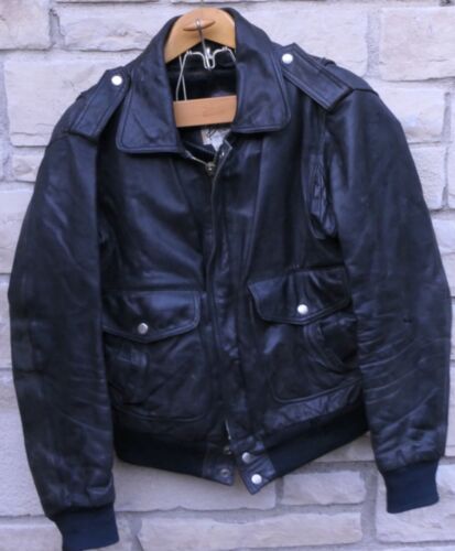 VINTAGE BERMAN'S MILITARY POLICE STYLE SCHWARZE LEDERJACKE HERREN USA GRÖSSE 40 - Bild 2 von 12