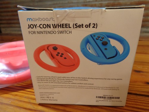 MAXBOOST Joy-Con Wheel Set Of TWO 2 Blue & Red For Nintendo Switch NEW - Picture 6 of 8
