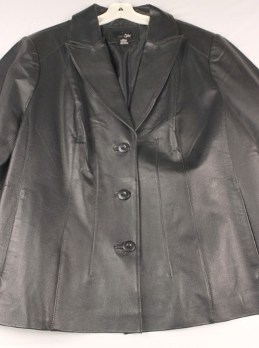 East 5Th Women's 3X Black 100% Genuine Leather Jacket Button-Up - Picture 3 of 17