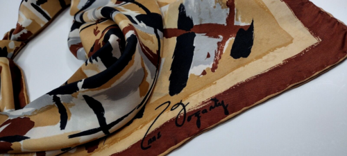 ANNE FOGARTY Abstract ALL SILK Scarf Vintage JAPAN Signature David E. Schwab - Picture 8 of 22