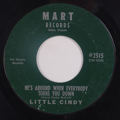 LITTLE CINDY: He’s Around When Everybody ODDBALL Christian MART 45 Hear