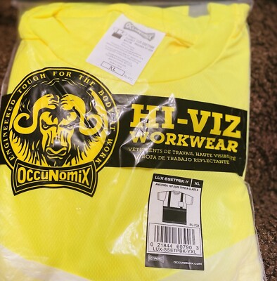 OccuNomix Hi-Viz Workwear XL Shirt YELLOW Class 3 Type R Class 2 Reflective Tape
