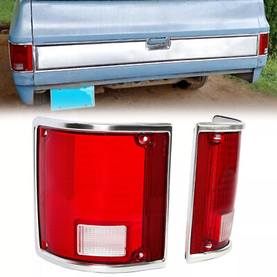 Tail Lights Lamps w/Chrome Left & Right For 73-91 Chevrolet C10
