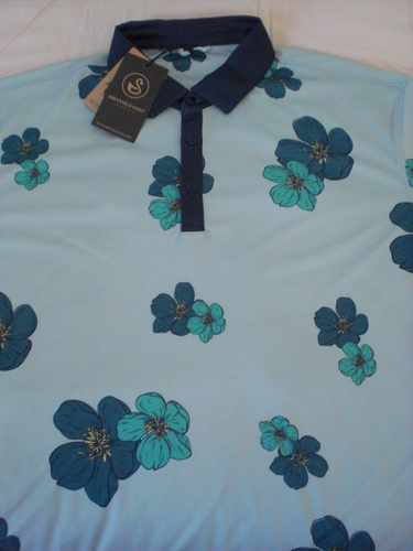 Swannies “Walker” Golf (Polo) Shirt, NWT - Men’s L - Dogwood Floral Print, $75 - Picture 2 of 8