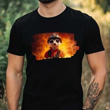 Herren T-Shirt Erdmännchen als Feuerwehrmann Motiv Baumwolle Größe XS bis 5XL