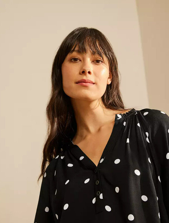 ANYDAY Polka Dot Balloon Sleeve Blouse, Black/White John Lewis RRP £28.00 CA643 image 8