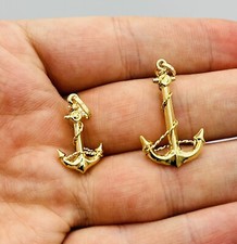14k Yellow Gold Solid Nautical Ship Anchor Pendant - 31.2x18.6mm, 1.9g, No Chain - View #2