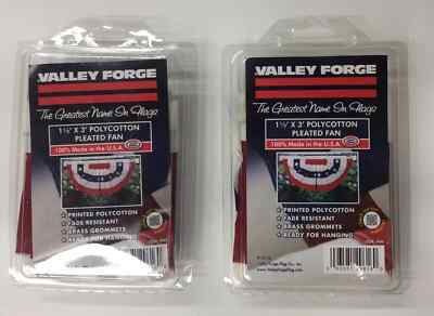 Valley forge Flag Pleated 18  X 36  Polycotton 100% USA Made PACK OF 2