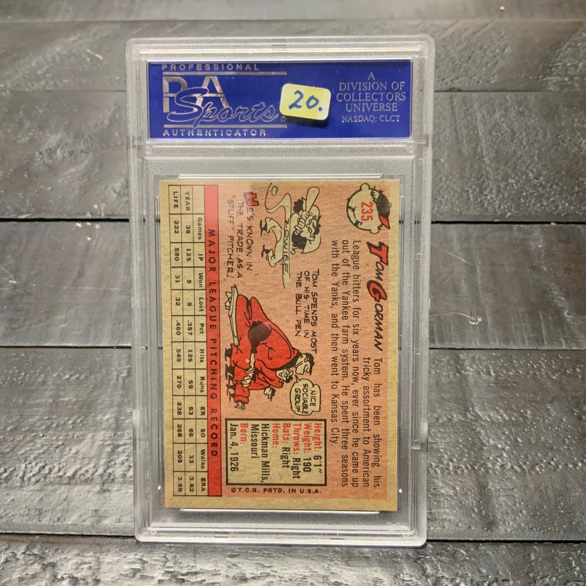 1958 Topps Tom Gorman #235 *A's* PSA 7 NM | eBay
