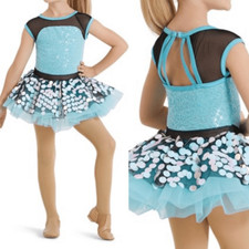 Weissman dance costume light blue sequin tutu Hurricane 12320 Child MC 10/12