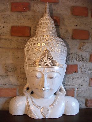 Buddha Maske Büste Gesicht Feng Shui Bild  geschnitzt Kunst Buddhismus Bali