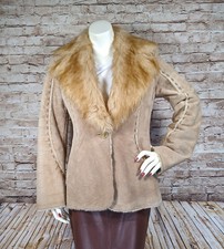 Vintage Guess Genuine Leather Suede Shearling Faux Fur Jacket Coat Size S/m