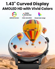 1.43" HD Smart Watch For Android iOS AMOLED Display 3ATM waterproof Compass GPS 7