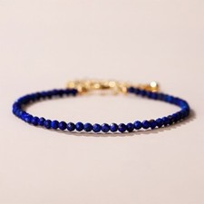 Lapis Lazuli 3mm Faceted Tiny Beads Minimalist Dainty Healing Women Bracelet