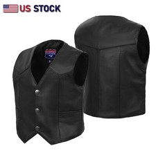 Kid's Unisex Toddler Classic Black Leather Motorcycle Western soft leather 17230
