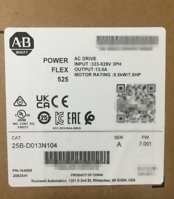 Allen-Bradley 25B-D013N104 PowerFlex 525  AC Drive 25B D013N104 NEW IN BOX