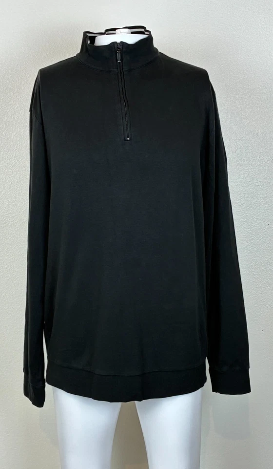 Пуловер мужской Peter Millar Palms логотип клюшки для гольфа 1/4 на молнии XL черный спортивный б/у в отличном состоянии - Изображение 2 из 4