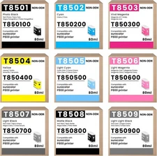 T850 Ink Cartridge (9PK, 80ML) for Epson SureColor P800 T8501 T8509 High Yield