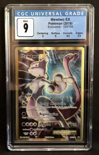 Pokemon 2016 Evolutions Full Art Holo 103/108 Mewtwo EX CGC 9 Mint