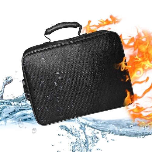 Fireproof Document Box A4 File Storage Bag Organiser Waterproof Safe Bag & Lock - Picture 2 of 14