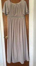 Asos Grey Embellished  Maxi Prom/Wedding Size 10, w/Flutter Sleeve, Chiffon