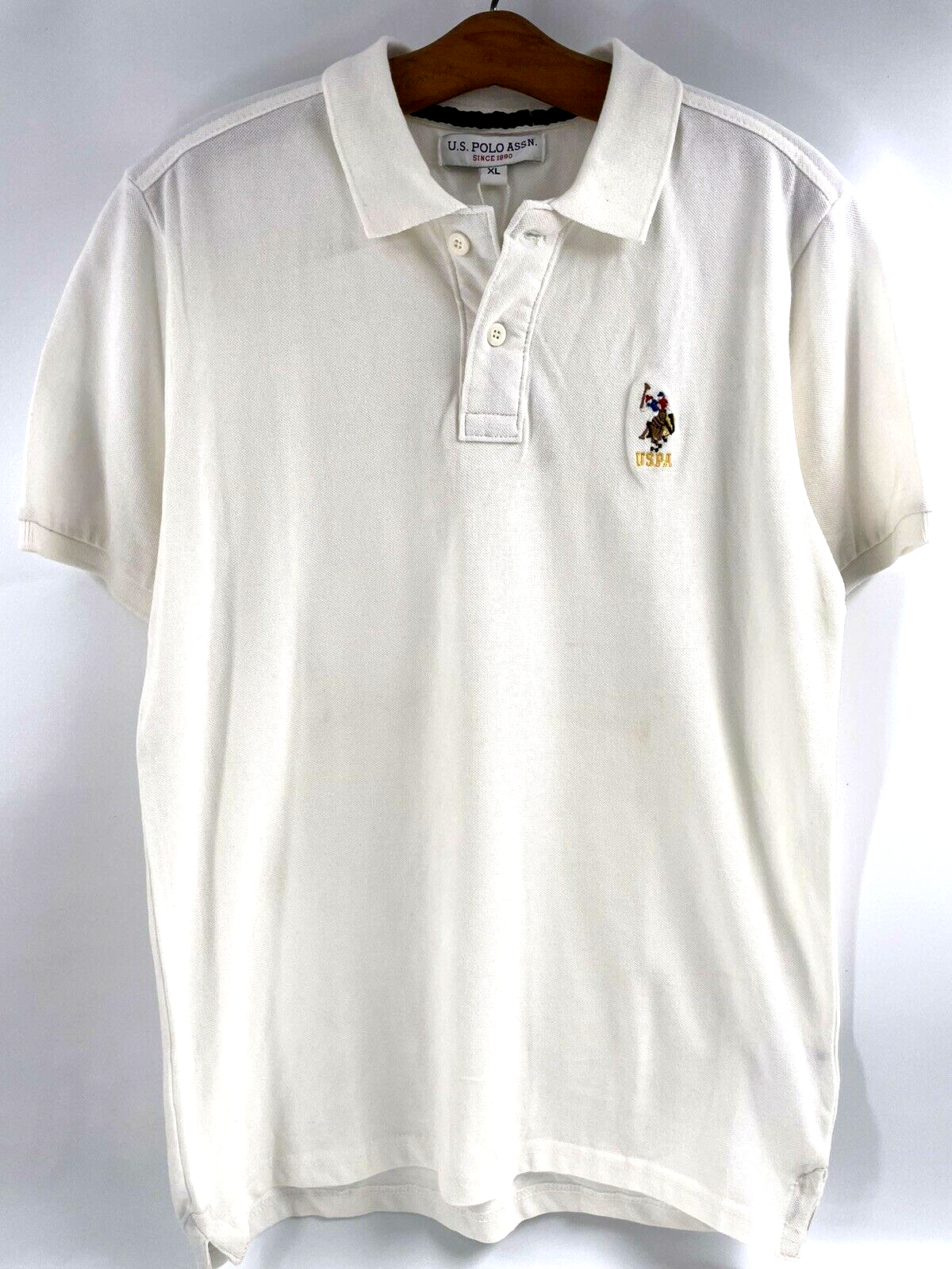 Polo Assn vintage USA camicia uomo XL bianca manica corta golf bottoni pony usata in ottime condizioni