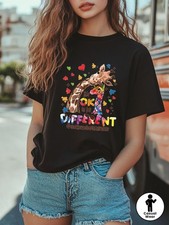 Women Autism Awareness Puzzle Heart Graphic T-Shirt Support Casual Crew Neck Tee