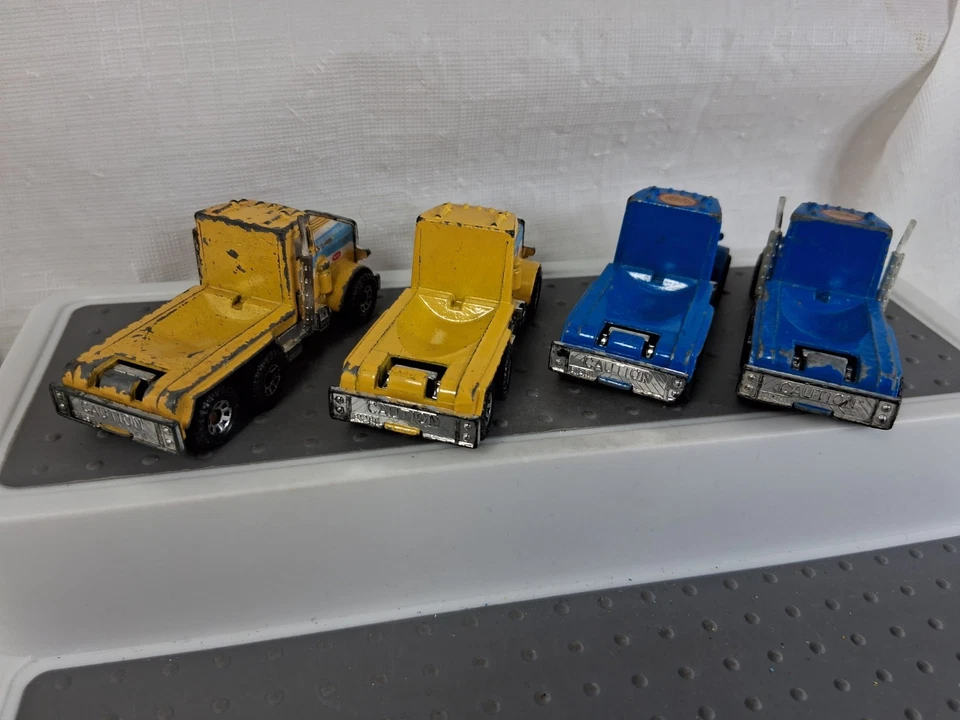 Matchbox Peterbilt Semi Cabs Blue Yellow Lot Of 4 Parts Restore Die Cast - Image 4 of 4