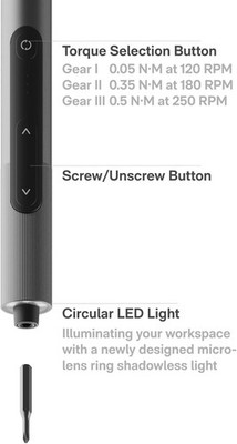HOTO SNAPBLOQ Electric Precision Screwdriver 56-Bit Set 3 Torque LED Light USB-C