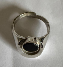 •♥• Ring Silber 835 Onyx schwarzer Stein verstellbar •♥•