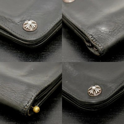 Chrome Hearts 2ZIP Wallet Silver x Leather Black Bifold Cross