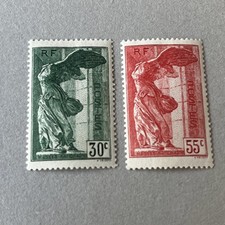 France 1937 Paire Samothrace Louvre Timbres neufs * Yvert n°354-355 Cote 170€
