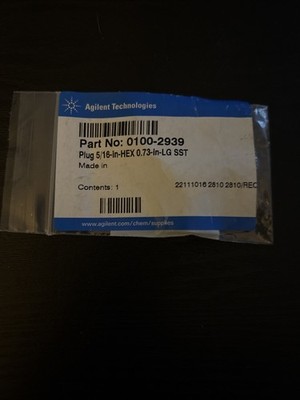 Agilent 0100-2939 Plug 5/16-HEX0.73-in-LG SST; New