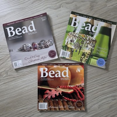 Lot of 3 Bead Trends Magazine Hand Crafted Jewelry Paperback Various Issues