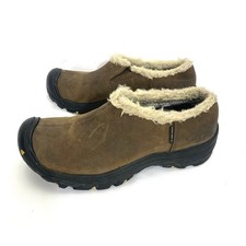 Keen Women's Slip-On Waterproof Mules Shoes Brown Fake Fur Lined Size 6