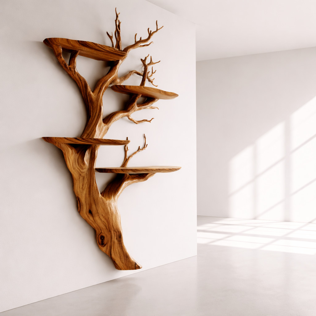 Tree Wall Shelf Organic Wood Wall Shelf Sculptural Floating Shelf Artistic Stora