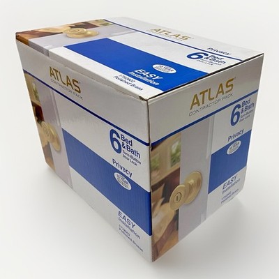 Interior Door Knob Contractor 6-Pack by ATLAS Brass Privacy Locking Bed / Bath
