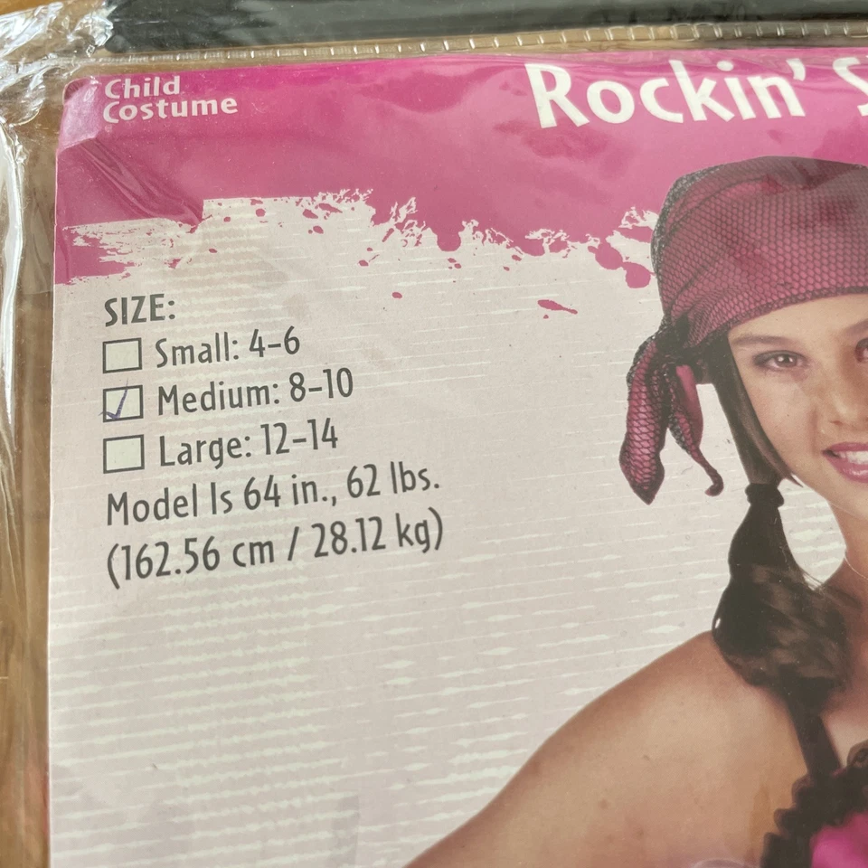 Disfraz de Halloween Talla M - Niñas Rosa y Negro Rayas Calavera Pirata Tutú Vestido Foto 2 de 4