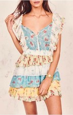 LoveShackFancy Phyllis Dress Tiered Ruffle cotton size large floral a7